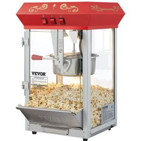 Popcorn Maker, 850W Popcorn Popper Machine, 8 Oz Kettle Makes 48 Cups per Batch, Countertop Popcorn Maker with Tempered Glass, Includes 4 Scoops